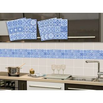 TILE STICKERS BLUE FOLK MOSAIC - TILE STICKERS - STICKERS