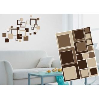 DECORATIVE WALL STICKERS BROWN SQUARES - STICKERS