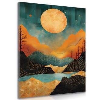 CANVAS PRINT SUNSET WITH A TOUCH OF LUXURY - PICTURES OF SUNRISE AND SUNSET - PICTURES