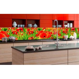 SELF ADHESIVE PHOTO WALLPAPER FOR KITCHEN RED POPPIES - WALLPAPERS