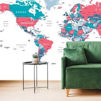 SELF ADHESIVE WALLPAPER WORLD MAP WITH A PASTEL TOUCH - SELF-ADHESIVE WALLPAPERS - WALLPAPERS