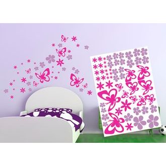 DECORATIVE WALL STICKERS BUTTERFLIES AND FLOWERS - STICKERS