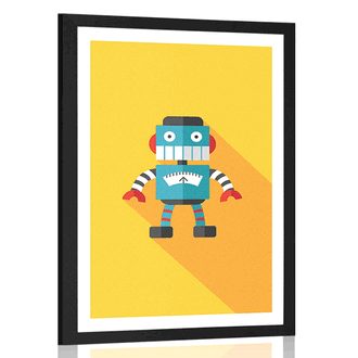 POSTER WITH MOUNT CHEERFUL ROBOT - ROBOTS - POSTERS