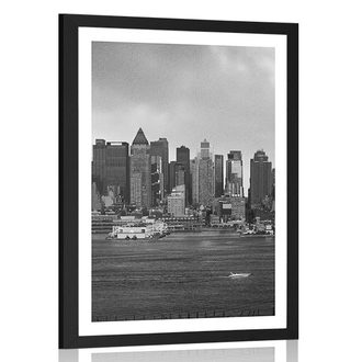 POSTER WITH MOUNT UNIQUE NEW YORK CITY IN BLACK AND WHITE - BLACK AND WHITE - POSTERS