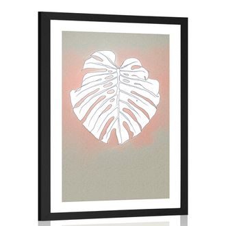 POSTER WITH MOUNT LINES OF A MONSTERA LEAF - MOTIFS FROM OUR WORKSHOP - POSTERS