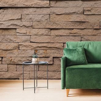WALL MURAL BROWN CHARMING STONE - WALLPAPERS WITH IMITATION OF BRICK, STONE AND CONCRETE - WALLPAPERS