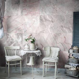 PHOTO WALLPAPER WITH PINK MARBLE MOTIFS - WALLPAPERS WITH IMITATION OF BRICK, STONE AND CONCRETE - WALLPAPERS