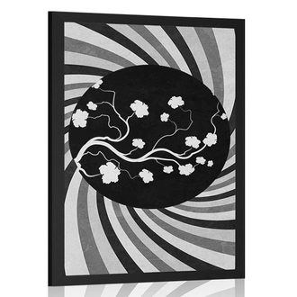 POSTER ASIAN GRUNGE BACKGROUND IN BLACK AND WHITE - BLACK AND WHITE - POSTERS