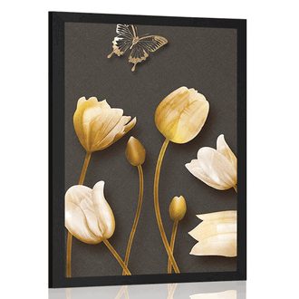 POSTER TULIPS WITH A GOLDEN THEME - FLOWERS - POSTERS