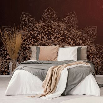 WALLPAPER MODERN ELEMENTS OF A MANDALA IN SHADES OF BROWN - WALLPAPERS FENG SHUI - WALLPAPERS