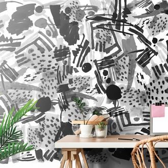 WALLPAPER BLACK AND WHITE POP ART ABSTRACTION - BLACK AND WHITE WALLPAPERS - WALLPAPERS