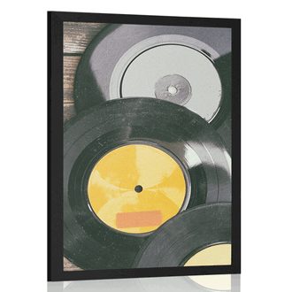 POSTER OLD GRAMOPHONE RECORDS - VINTAGE AND RETRO - POSTERS