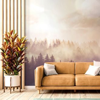 SELF ADHESIVE WALL MURAL MIST OVER THE FOREST - SELF-ADHESIVE WALLPAPERS - WALLPAPERS