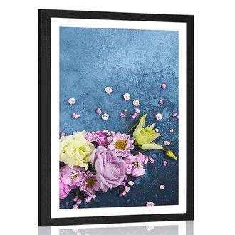 POSTER WITH MOUNT ABSTRACT FLOWERS - FLOWERS - POSTERS