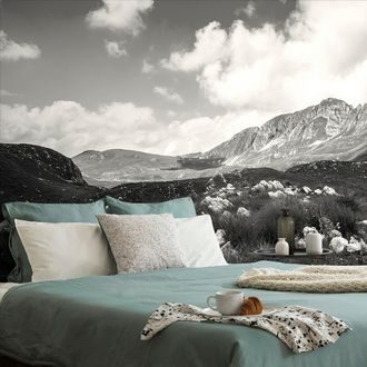 WALL MURAL BLACK AND WHITE VALLEY IN MONTENEGRO - BLACK AND WHITE WALLPAPERS - WALLPAPERS