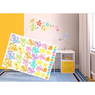 DECORATIVE WALL STICKERS COLORFUL FLOWERS - STICKERS