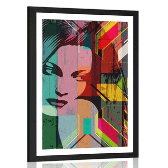 POSTER WITH MOUNT PORTRAIT OF A WOMAN ON A COLORED BACKGROUND - POP ART - POSTERS