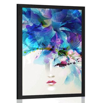 POSTER FASHIONABLE FEMALE FACE WITH ABSTRACT ELEMENTS - WOMEN - POSTERS