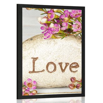 POSTER WITH THE INSCRIPTION "LOVE" ON A STONE - LOVE - POSTERS