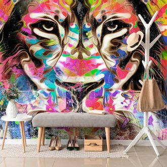 WALLPAPER COLORFUL LION HEAD - ABSTRACT WALLPAPERS - WALLPAPERS