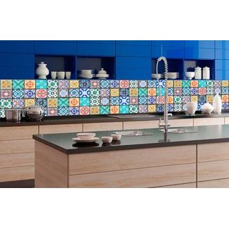 SELF ADHESIVE PHOTO WALLPAPER FOR KITCHEN VINTAGE TILES - WALLPAPERS
