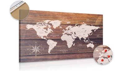 DECORATIVE PINBOARD DECENT MAP WITH A WOODEN BACKGROUND - PICTURES ON CORK - PICTURES
