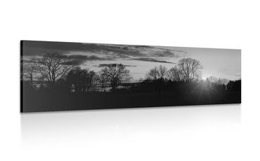 CANVAS PRINT BEAUTIFUL SUNSET IN BLACK AND WHITE - BLACK AND WHITE PICTURES - PICTURES