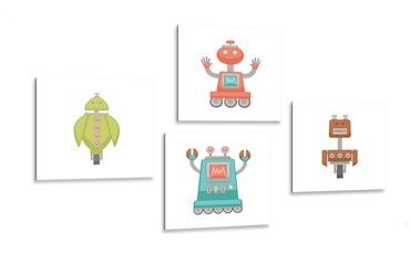 CANVAS PRINT SET GROUP OF ROBOTS - SET OF PICTURES - PICTURES