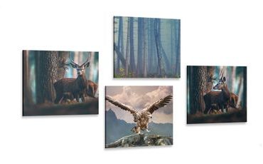 CANVAS PRINT SET CORNER OF THE FOREST - SET OF PICTURES - PICTURES