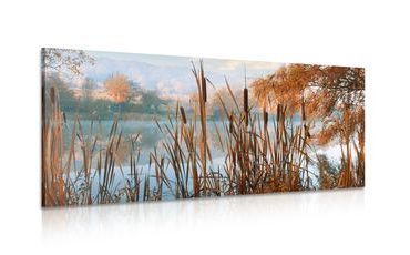 CANVAS PRINT RIVER IN THE MIDDLE OF AUTUMN NATURE - PICTURES OF NATURE AND LANDSCAPE - PICTURES