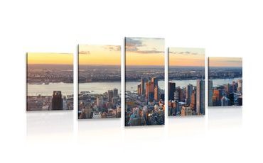 5-PIECE CANVAS PRINT PANORAMA OF NEW YORK CITY - PICTURES OF CITIES - PICTURES