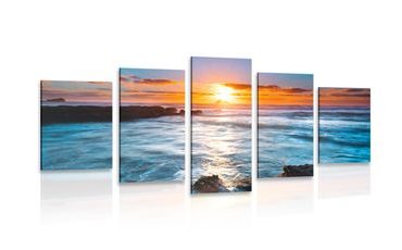 5-PIECE CANVAS PRINT ROMANTIC SUNSET - PICTURES OF NATURE AND LANDSCAPE - PICTURES