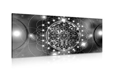 CANVAS PRINT CHARMING MANDALA IN BLACK AND WHITE - BLACK AND WHITE PICTURES - PICTURES