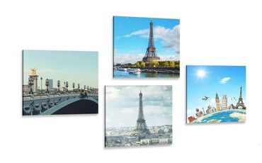 CANVAS PRINT SET VIEW OF THE EIFFEL TOWER IN PARIS - SET OF PICTURES - PICTURES