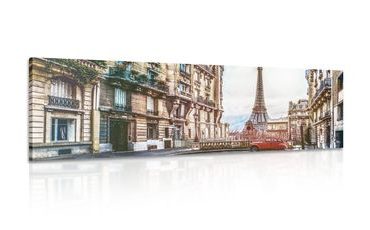 CANVAS PRINT VIEW OF THE EIFFEL TOWER FROM THE STREETS OF PARIS - PICTURES OF CITIES - PICTURES