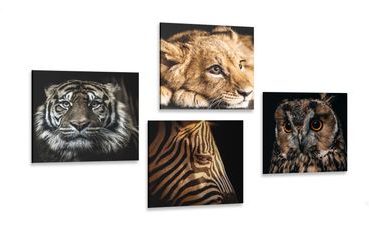 CANVAS PRINT SET WILD ANIMALS - SET OF PICTURES - PICTURES