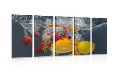 5-PIECE CANVAS PRINT FRUIT IN WATER - PICTURES OF FOOD AND DRINKS - PICTURES