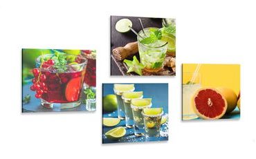 CANVAS PRINT SET DRINKS IN COLORFUL COLORS - SET OF PICTURES - PICTURES