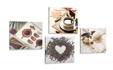 CANVAS PRINT SET STILL LIFE OF COFFEE - SET OF PICTURES - PICTURES