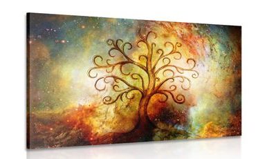 CANVAS PRINT TREE OF LIFE WITH SPACE ABSTRACTION - PICTURES FENG SHUI - PICTURES