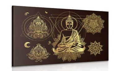 CANVAS PRINT GOLDEN BUDDHA - PICTURES FENG SHUI - PICTURES