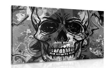 CANVAS PRINT SKULL IN BLACK AND WHITE - BLACK AND WHITE PICTURES - PICTURES