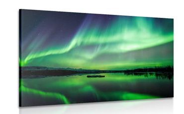 CANVAS PRINT GREEN NORTHERN LIGHTS - PICTURES OF NATURE AND LANDSCAPE - PICTURES