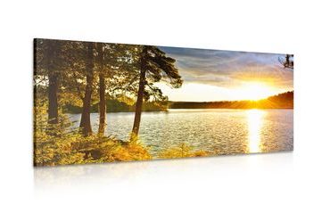 CANVAS PRINT SUNSET OVER THE LAKE - PICTURES OF NATURE AND LANDSCAPE - PICTURES