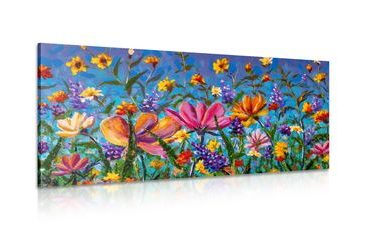CANVAS PRINT COLORFUL FLOWERS IN A MEADOW - PICTURES FLOWERS - PICTURES