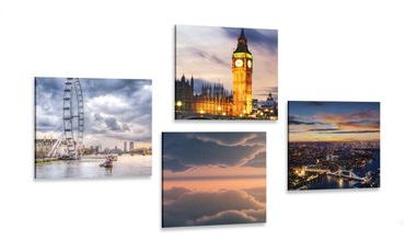 CANVAS PRINT SET LONDON AT NIGHT - SET OF PICTURES - PICTURES