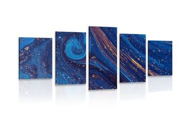 5-PIECE CANVAS PRINT BLUE ABSTRACTION - ABSTRACT PICTURES - PICTURES