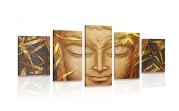 5-PIECE CANVAS PRINT SMILING BUDDHA - PICTURES FENG SHUI - PICTURES