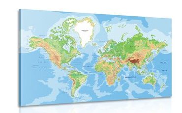 CANVAS PRINT CLASSIC WORLD MAP - PICTURES OF MAPS - PICTURES