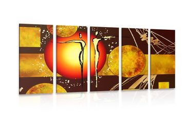 5-PIECE CANVAS PRINT ETHNO COUPLE IN LOVE - ABSTRACT PICTURES - PICTURES